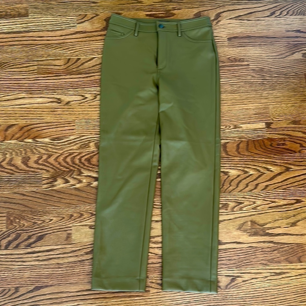 Halogen Five Pocket faux leather pants - Olive Green sz4